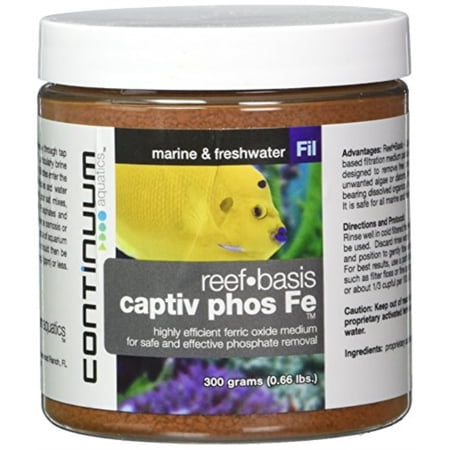 continuum aquatics "captiv-phos fe ferric oxide based phosphate adsorber, 300g