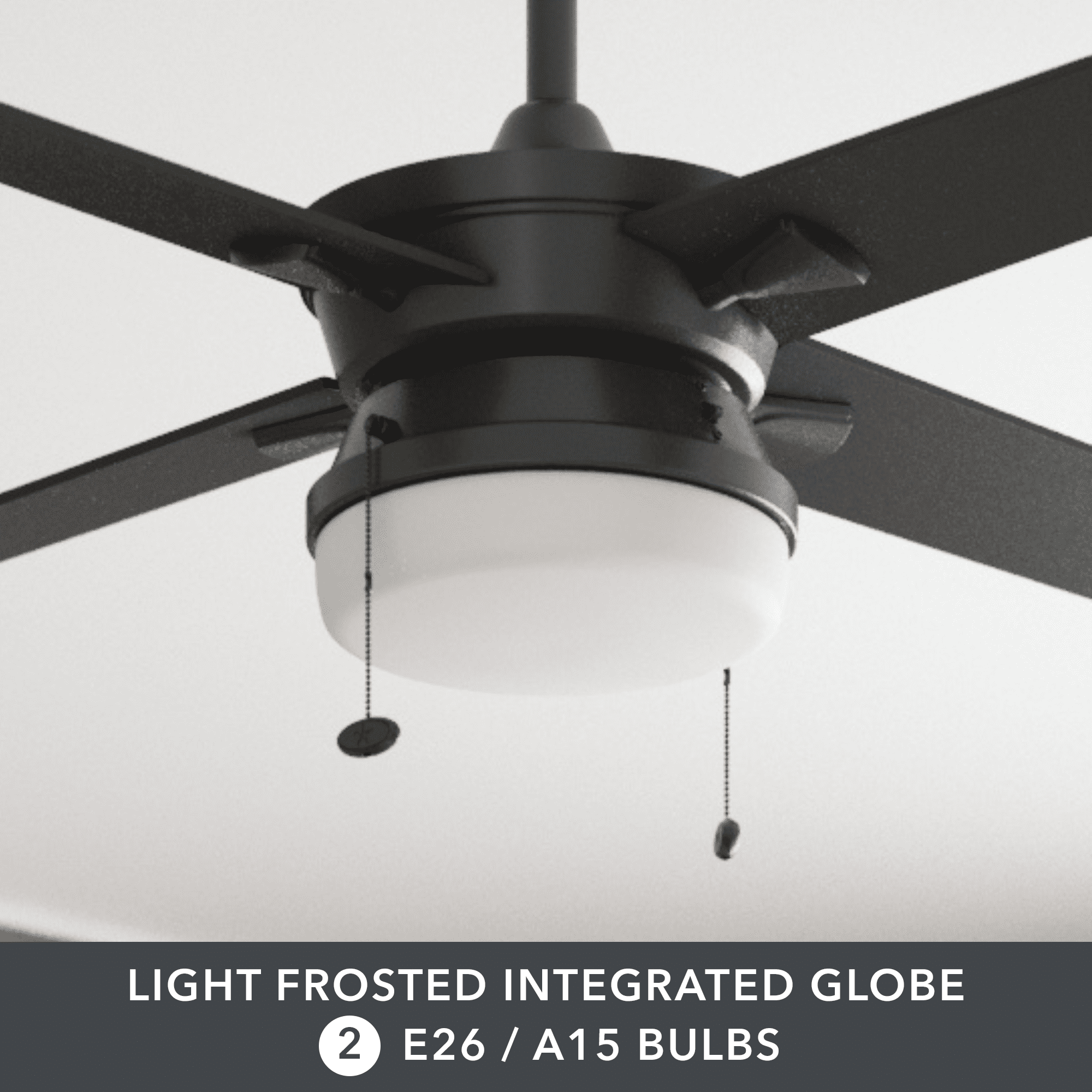 Better Homes & Gardens Blair 52'' Black Modern Indoor Ceiling Fan with Light 4 Blades Pull Chains