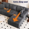 thumbnail image 5 of Nkurdsu 96" Modular Sectional Sofa, Boneless L-Shaped Cloud Couch, No Assembly Required, Modern Corduroy Sofa for Living Room, Dark Gray (Right Facing Chaise）, 5 of 8