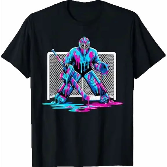 Hockey Goalie Ice Cream Drip Boys Ice Hockey Sport Player T-Shirt