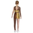 thumbnail image 5 of iiniim Girls Figure Skating Leotard Ballroom Bodysuit Gymnastics Jumpsuit Full Length Dance Unitards Yellow Snakeskin 14, 5 of 7
