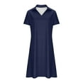 thumbnail image 6 of YYUIJK Women's Casual Dresses 2025 Summer Short Sleeve Dress Hide Belly Loose Fit Sundress Navy M, 6 of 7