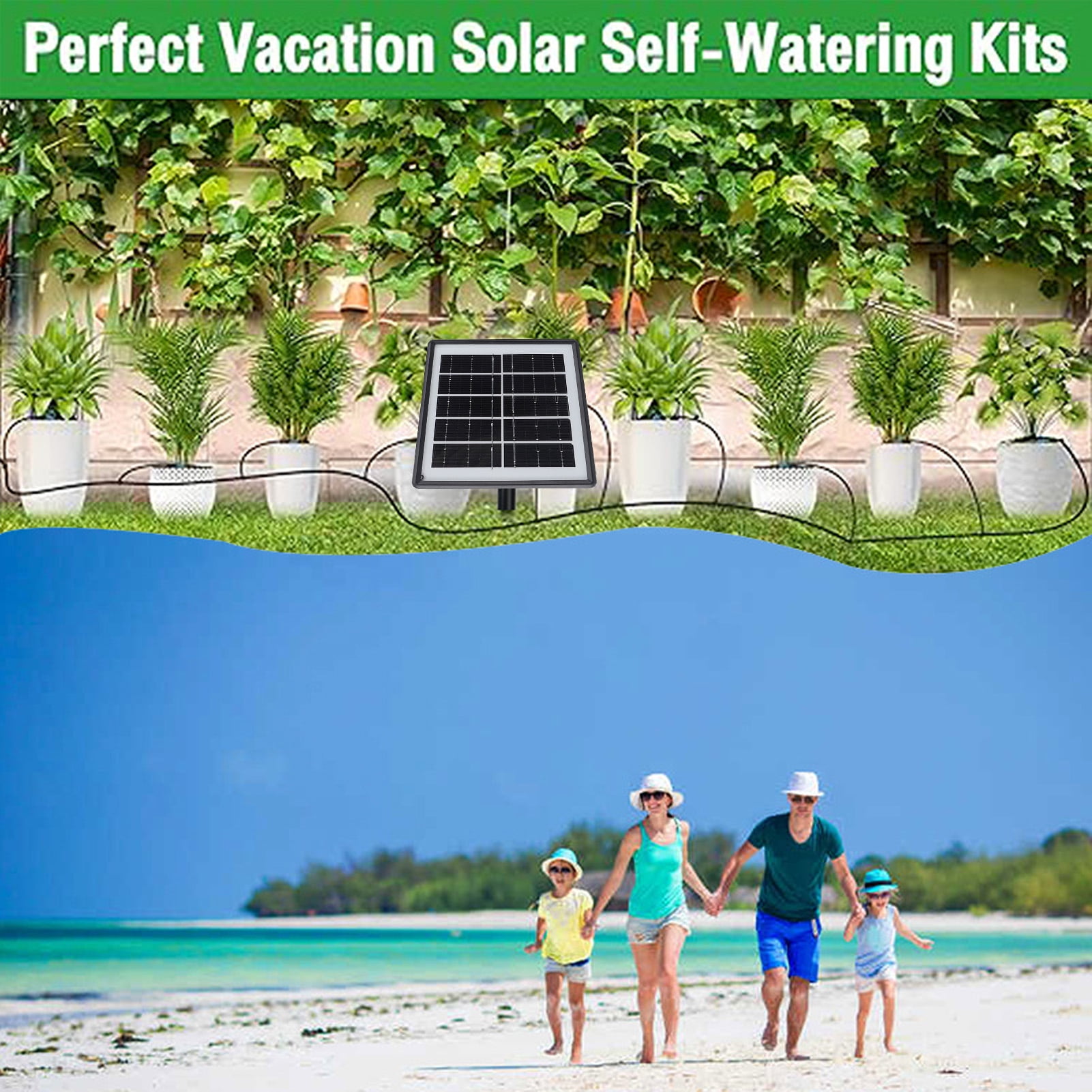Rupoun Solar Automatic Drip Irrigation Kit Smart DIY Automatic Watering System with 2000mAh Battery (8.27 inches / 21 cm)