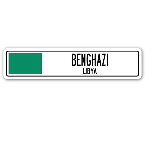 BENGHAZI LIBYA Street Sign Libyan flag city country road wall gift