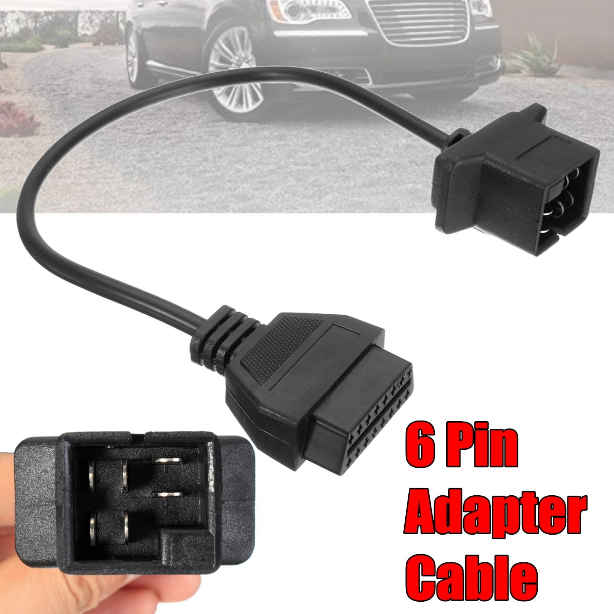 6 Pin OBD To OBD2 Check Engine Adapter Cable Code Reader