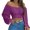 Purple, variant on Solid Color Long Sleeved Women Off Shoulder Crop Tops Sexy Blouse