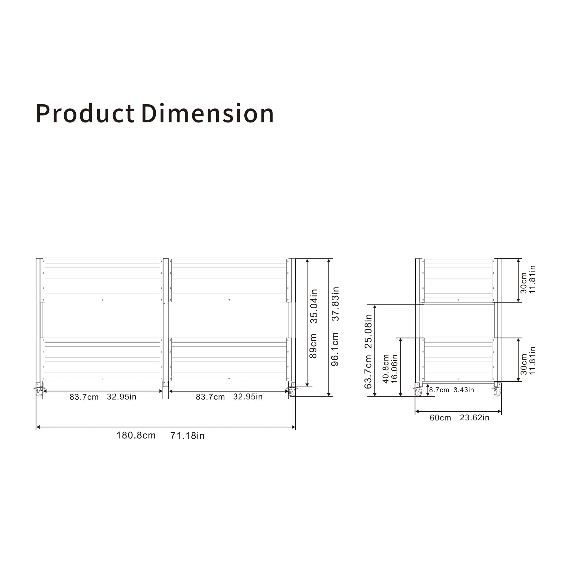 Aukfa 2-Tier Elevated Raised Garden Bed with Lockable Wheels, 37.8" Tall Outdoor Galvanized Metal Planter Box for Vegetables, Herbs, Flowers, Patio Backyard Garden, Gray
