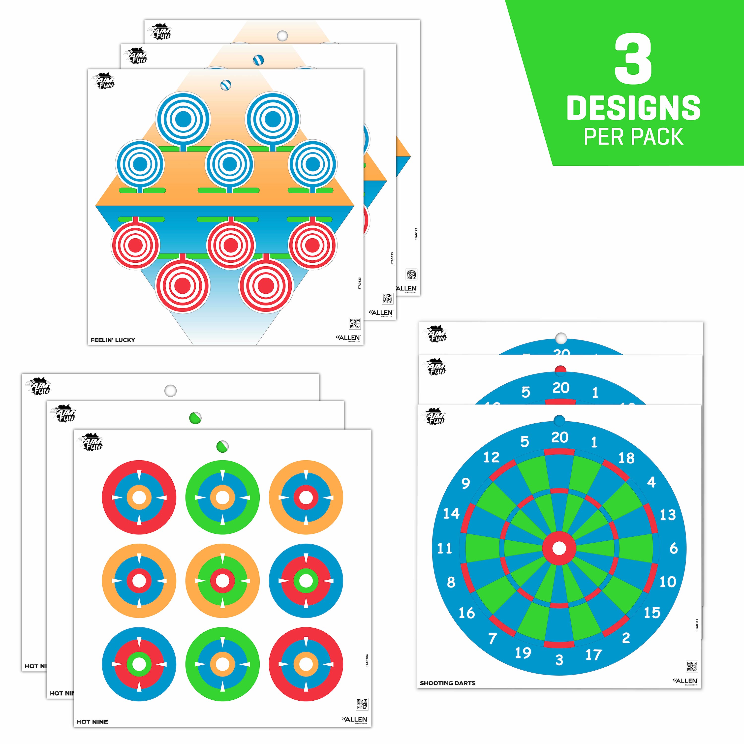 Ez Aim Fun Paper Shooting Targets, Plinking the Day Away, 12 In Square, 12-Pack, Multi-Color, 2 Pack