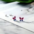 thumbnail image 4 of Gem Stone King 925 Silver Marquise Red Created Ruby and Blue Created Sapphire Butterfly Earrings for Women (3.28 Cttw, Gemstone July Birthstone, Center Stone: 6X3MM, Small Stones: 3MM), 4 of 4