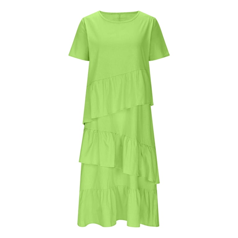 chinese dress ladies Ester Tiered Linen Midi Dress
