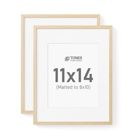 Marco de fotos TONES FRAME DESIGN 11 x 14 de madera natural con tapete de 8 x 10