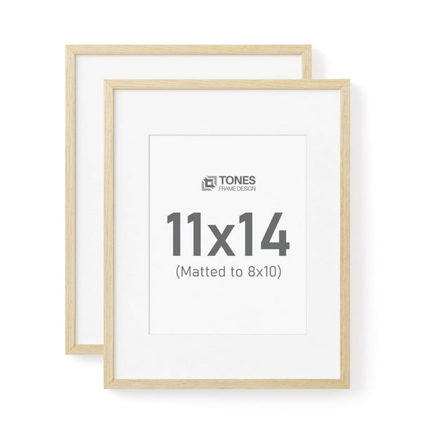 Marco de fotos TONES FRAME DESIGN 11 x 14 de madera natural con tapete de 8 x 10