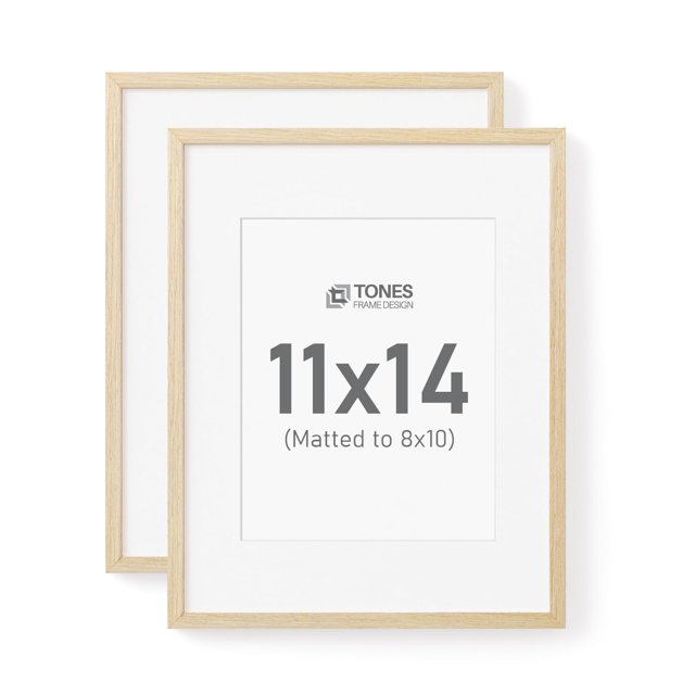 Marco de fotos TONES FRAME DESIGN 11 x 14 de madera natural con tapete de 8 x 10