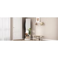 thumbnail image 3 of 360° Rotating 69"x20" Multifunctional Full Length Mirror with Hook Storage Rack Coat Rack with Mirror Solid Wood Floor Mirror Bedroom Living Room Cloakroom Space Saving (white), 3 of 15