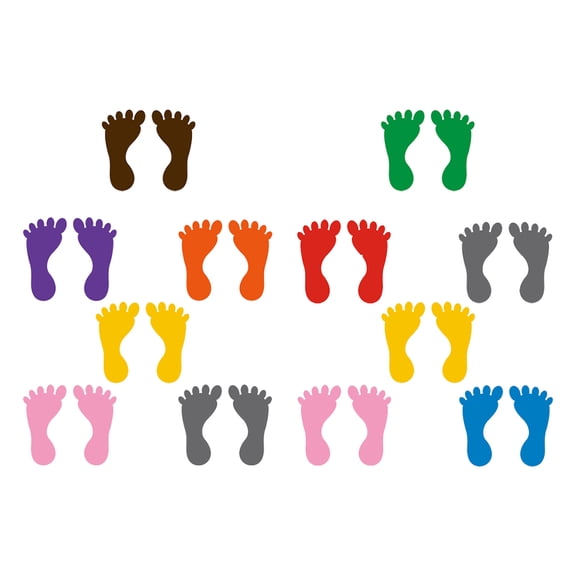 FUEENIRVA PVC Foot Print Stickers Assorted Color Non-Slip Waterproof for Smooth Surfaces 12Pairs