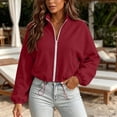 thumbnail image 2 of Jamicy Womens Cropped Jackets Solid Color Zip Up Oversized Sweatshirts Winter Clothes Long Sleeve Crop Fall Outfits Fashion, 2 of 10