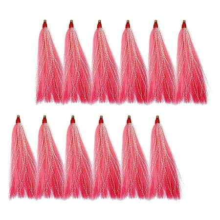 GARENDE 12 Pieces Fishing Bucktail Teasers for Seabass Slide Tube Rig Saltwater Plug Pink