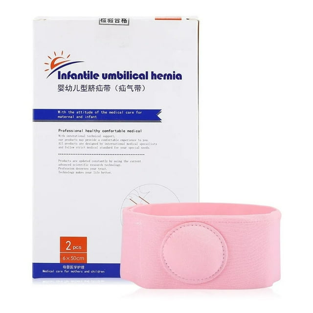 Cinturón de hernia umbilical para bebé, 2 unidades, portátil, de algodón suave, para tratamiento de hernia infantil, color rosa