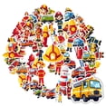 thumbnail image 3 of 35pcs-50pcs Cartoon Stickers Firefighter Kids Stickers Emergency Vehicles Funny Stickers for Notebooks Luggage, 3 of 9