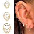 thumbnail image 1 of 1pc Stainless Steel Hoop Earrings with Chain Simple Septum Piercing Nose Rings Women Gold Color Tragus Rook Ear Piercing Jewelry, 1 of 5
