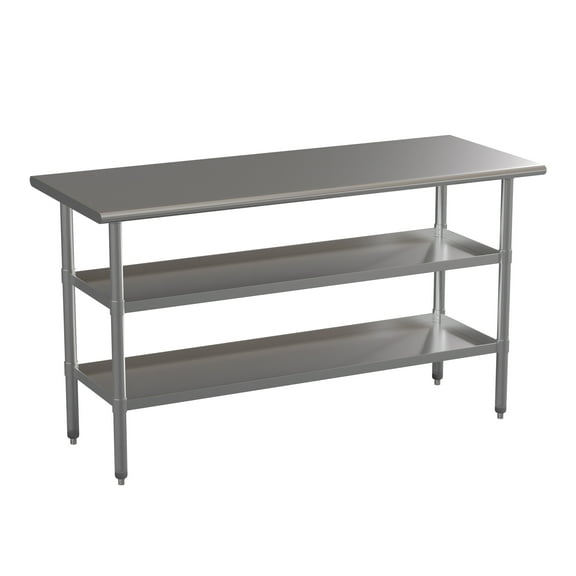 Flash Furniture Stainless Steel Worktable with 2 Undershleves