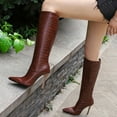 thumbnail image 5 of KIJBLAE Clearance Women's Knee High Boots Pointed Toe Stilettos Heel Zipper Closure Fashion Party Boots Comfortable Stylish Booties Wine 35, 5 of 5