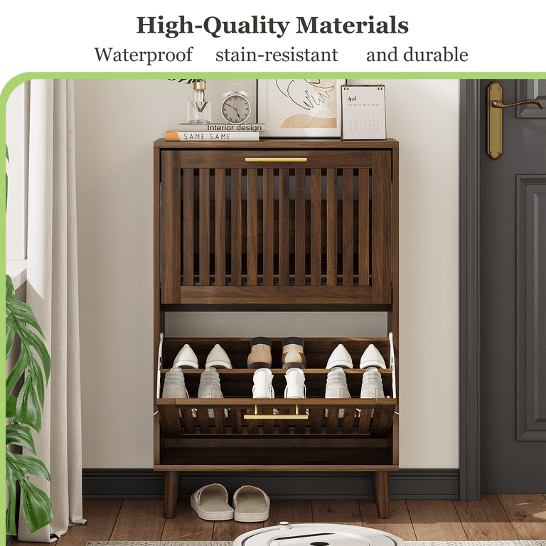 Algherohein Shoe Storage Cabinet with 2 Flip Drawers,Shoe Cabinet