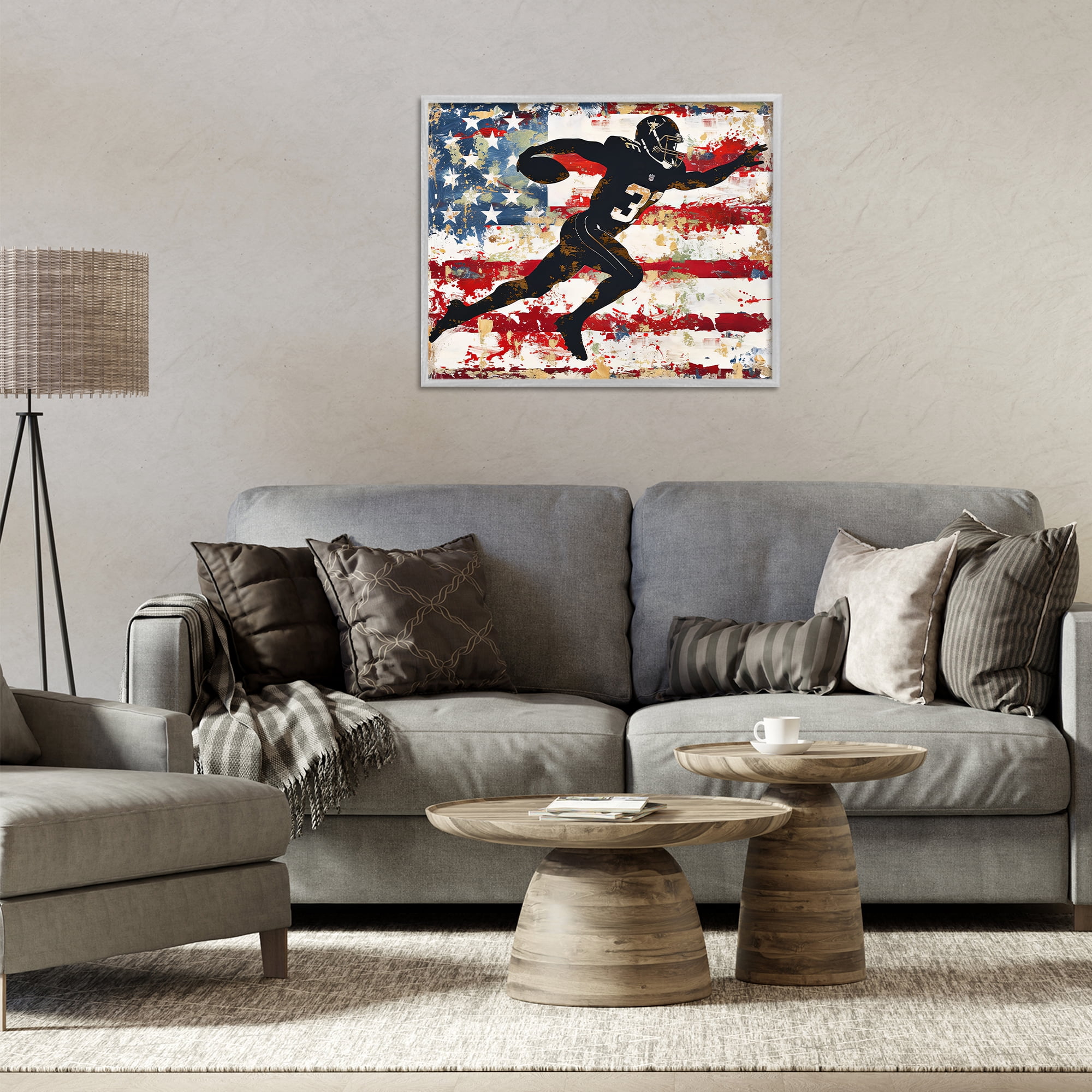 Stupell Industries Gridiron Glory Player Gray Framed Giclee Art, design by Ray Powers