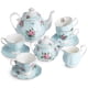 thumbnail image 1 of Set de té Brew To A Tea Floral, 13 piezas, porcelana, color azul adulto, 1 of 9