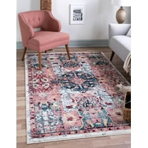 Rugs.com Charleston Collection Rug – 6' x 9' Pink Low-Pile Rug Perfect For Living Rooms, Large Dining Rooms, Open Floorplans