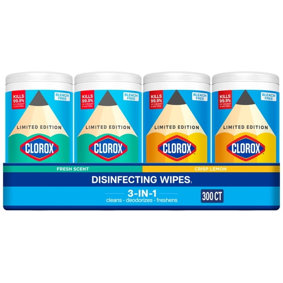 Clorox Disinfecting -Wipes Back to School Variety Pack, 75 Count Each, Pack of 4