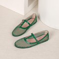 thumbnail image 5 of Samdudou Mary Jane Shoes for Women Closed Toe Flat Sandals Breathable Hollow Out Fishnet Mesh T Strap Buckle Vintage Casual Walking Footwear for Office Street, 5 of 8