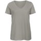thumbnail image 1 of B&C - Camiseta de algodón orgánico manga corta con cuello en v modelo Favourite para mujer (Gris claro), 1 of 2