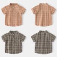 thumbnail image 2 of FLMEI 1-6 Years Little Boys Cotton Shirts Tops Short-Sleeved Tee Shirts Plaid Shirt Button Blouses for Kids Toddler, 2 of 8