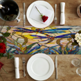 thumbnail image 4 of Qzaxky Table Runner Boho Table Runner Retro Floral Dragonfly Bohemian Boho Outdoor Table Runner Decoration for Indoor Outdoor Home Dinner Party Wedding Decor 13 x 36 Inch, 4 of 9