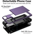 thumbnail image 2 of Case Compatible with iPhone 15 Pro with Card Holder, Dual Layer Shockproof Wallet Phone Case Hidden Card Slot Sliding Protective Hard Shell Back Slim Case for iPhone 15 Pro 6.1'' Grey Purple, 2 of 14