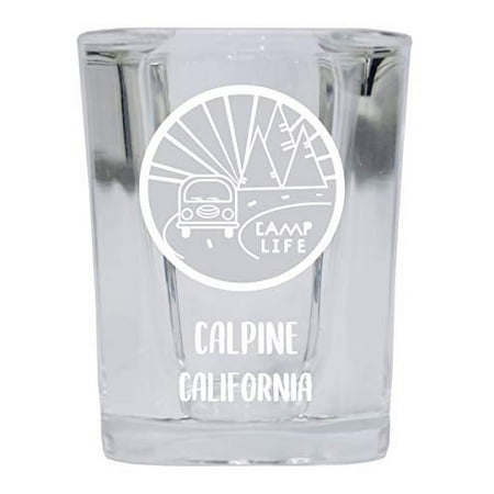

Calpine California Souvenir Laser Engraved 2 Ounce Square Base Liquor Shot Glass 4-Pack Camp Life Design