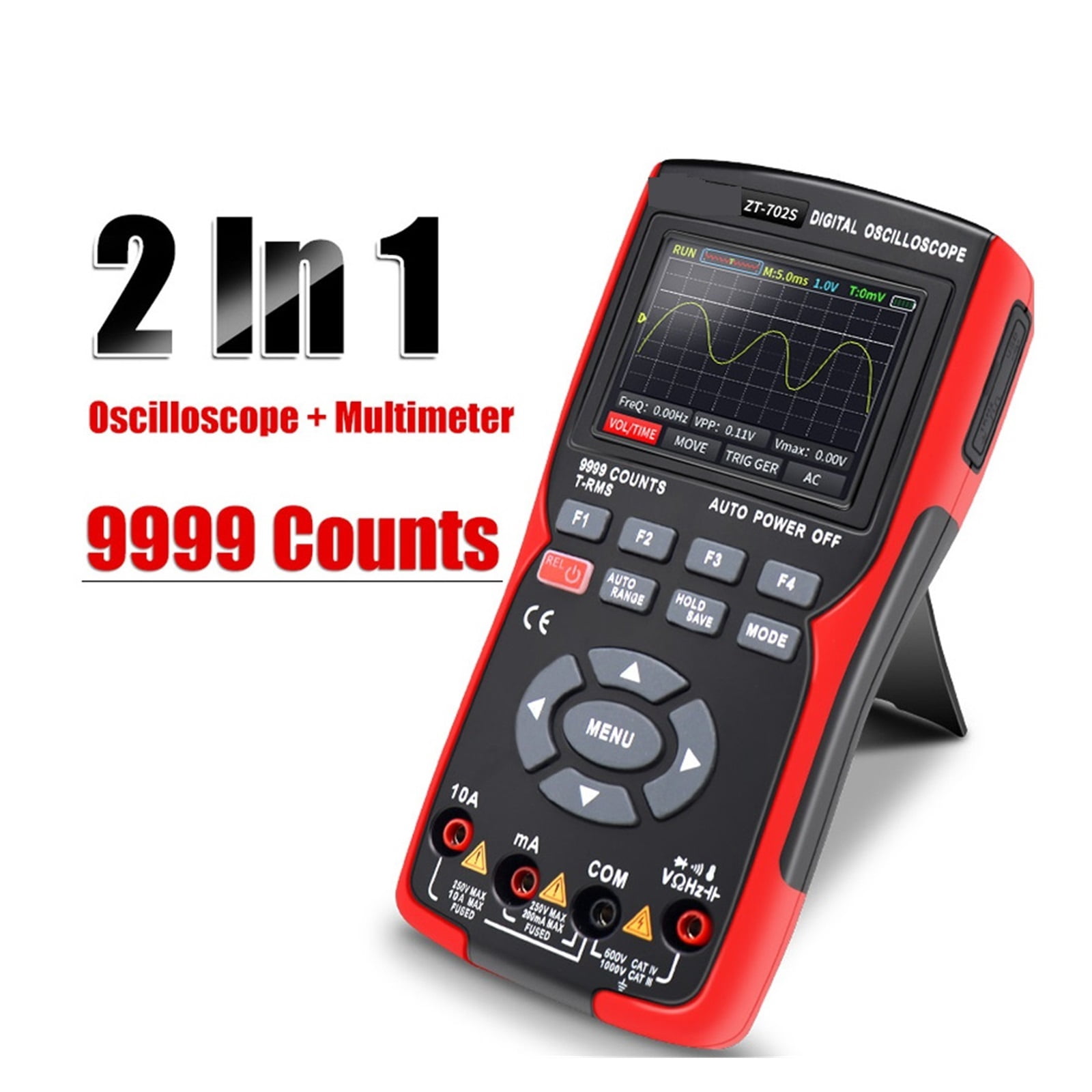Digital Oscilloscope 48MSa/s 10Mhz Waveform Digital Storage Oscilloscpe Multimeter Auto True RMS Tranistor Probe Multimetro ,Professional Designed