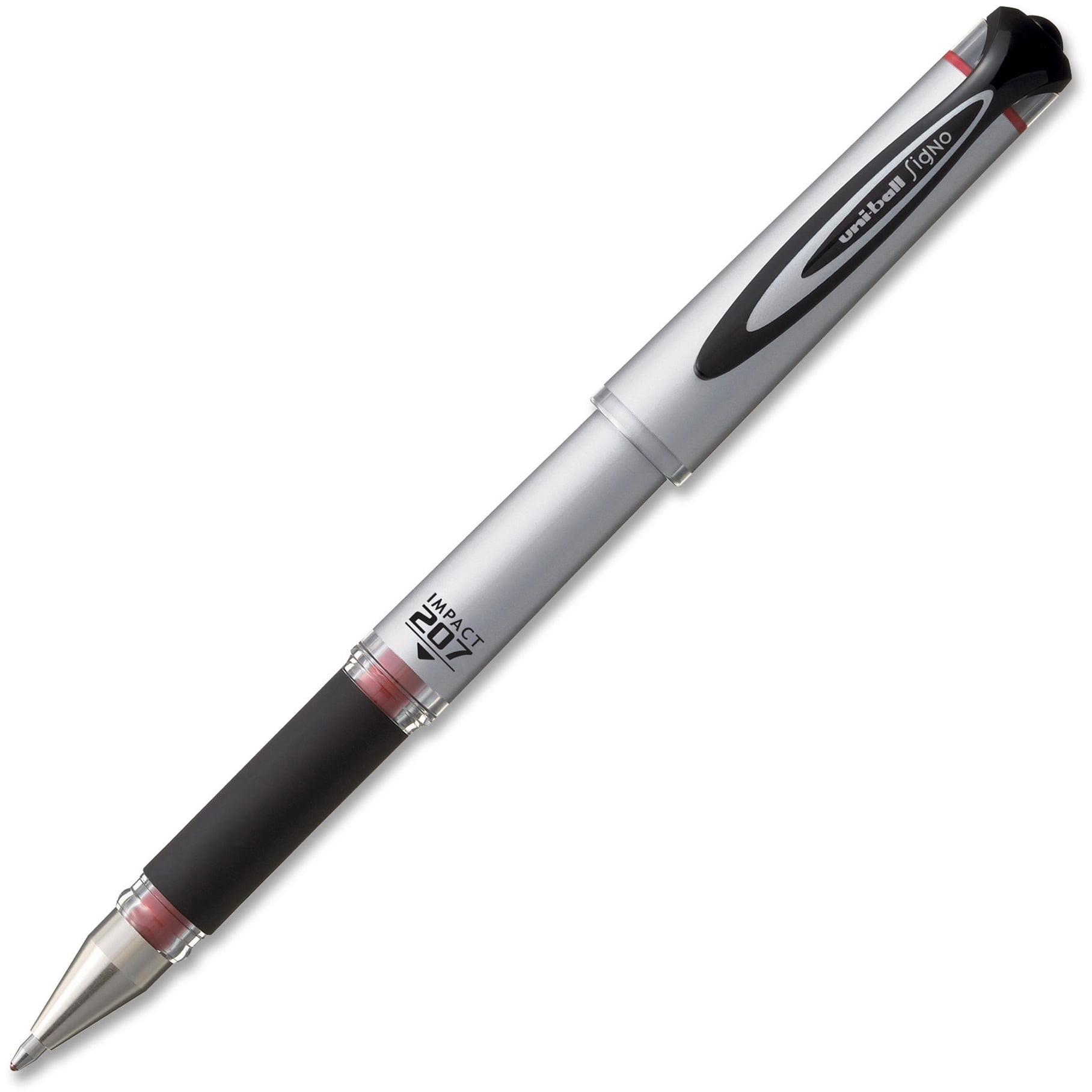 uni-ball® 207™ Impact™ Gel Pens, Bold Point, 1.0 mm, Red Gray Barrel, Red Ink, Pack Of 12