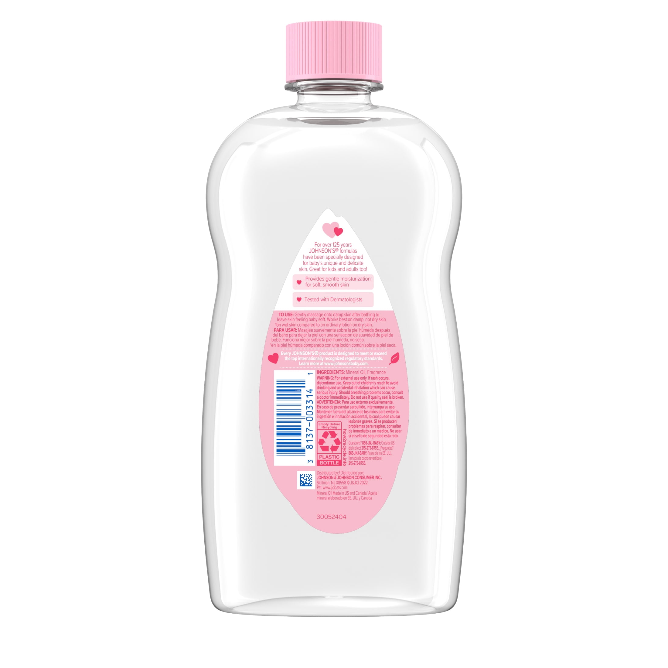 (3 pack) Johnson's Baby Body Oil Moisturizer, Liquid Mineral Oil for Baby Massage, Original, 20 fl oz