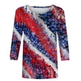 thumbnail image 4 of Fesfesfes T Women's Fashion Printed T-shirt Mid-length 3/4 Sleeves Blouse Round Neck Casual Tops Women Shirts And Blouses M(US:6), 4 of 4