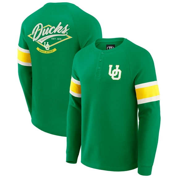 Men's Darius Rucker Collection by Fanatics Green Oregon Ducks Waffle-Knit Raglan Long Sleeve Henley T-Shirt