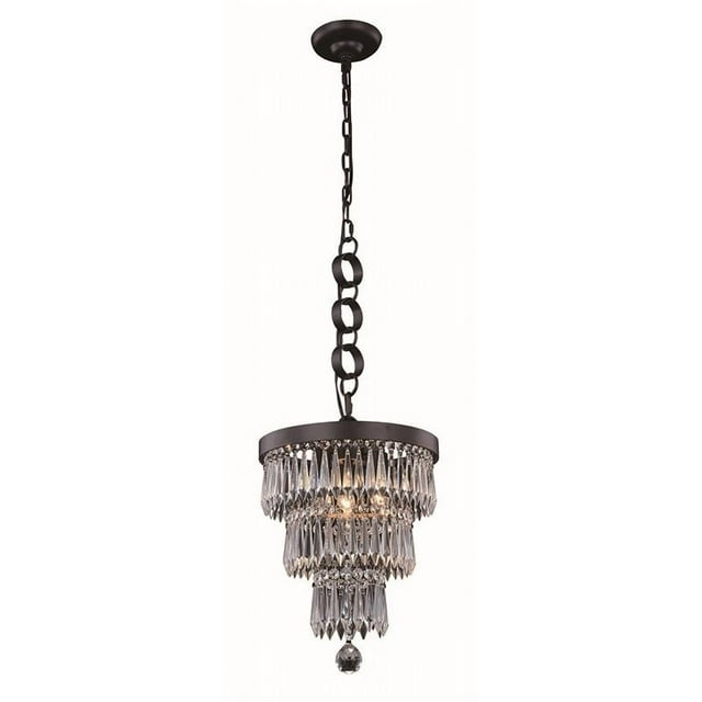 Elegant Lighting Bastille 12" 3 Light Royal Crystal Pendant Lamp