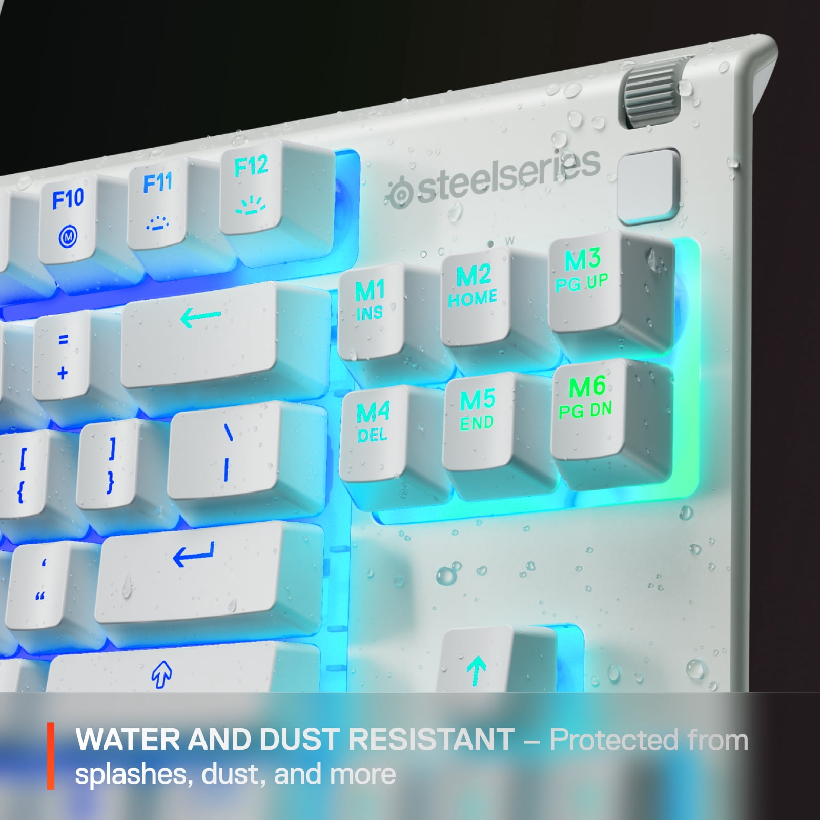 SteelSeries Apex 3 TKL RGB Wired Gaming Keyboard — Water and Dust Resistant — Whisper-Quiet Gaming Switch, White