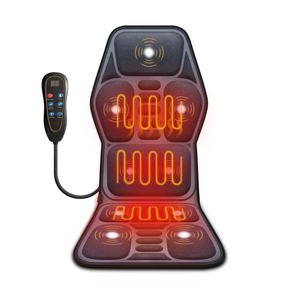 Ikristin Back Massager Seat Cushion for Couch, Chair, Massager Mat with Heat, 9 Vibration Massage Motors, 3 Heat Levels, Back Massager Chair Pad for Back, Full Body Massager, Gift for Women/Men