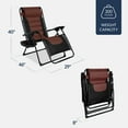 thumbnail image 2 of Best Choice Products Oversized Padded Zero Gravity Chair, Folding Outdoor Patio Recliner w/ Side Tray - Brown, 2 of 7