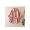 thumbnail image 1 of Camisa plisada de manga corta con cuello farol para mujer, blusa de trabajo con botones WD.WDQZL Ropa, 1 of 5