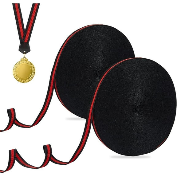 109 Yards x 10mm Black Red Striped Grosgrain Ribbon Polyester Stripe Ribbon Double Face Craft Wrapping Ribbons