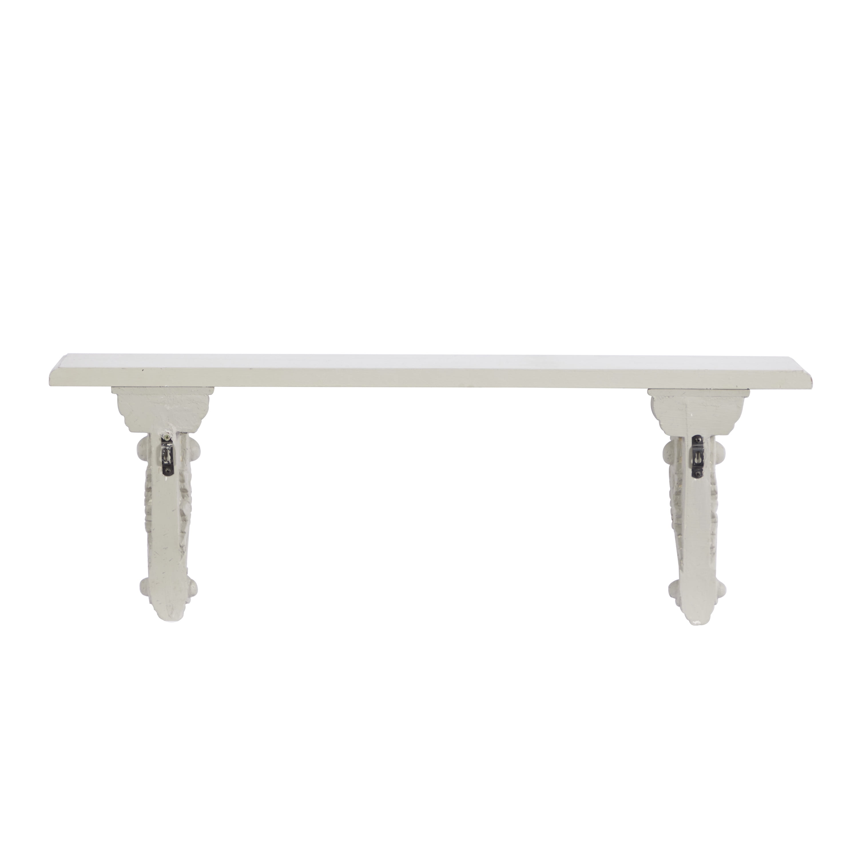 DecMode Indoor White Wood Farmhouse Wall Shelf