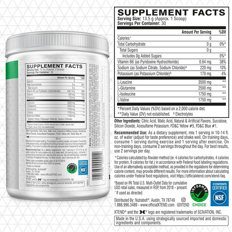 XTEND Original BCAA Powder, Lemon Lime, Sugar Free, Post
